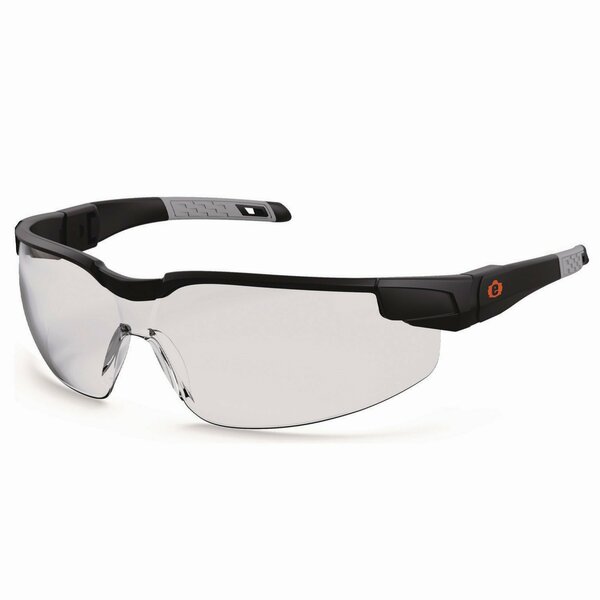 Ergodyne Skullerz DELLENGER Anti-Scratch/Enhanced Anti-Fog Safety Glasses w/Adj Temples, Black Frame, Clr Lens 50066